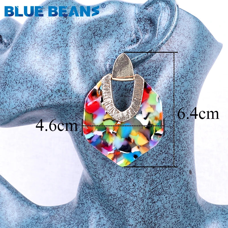 Earrings for Women 2019 New Bohemian Acrylic Colorful Resin Minimalist Earring Dangle Unique Design Statement  Wedding Jewelry