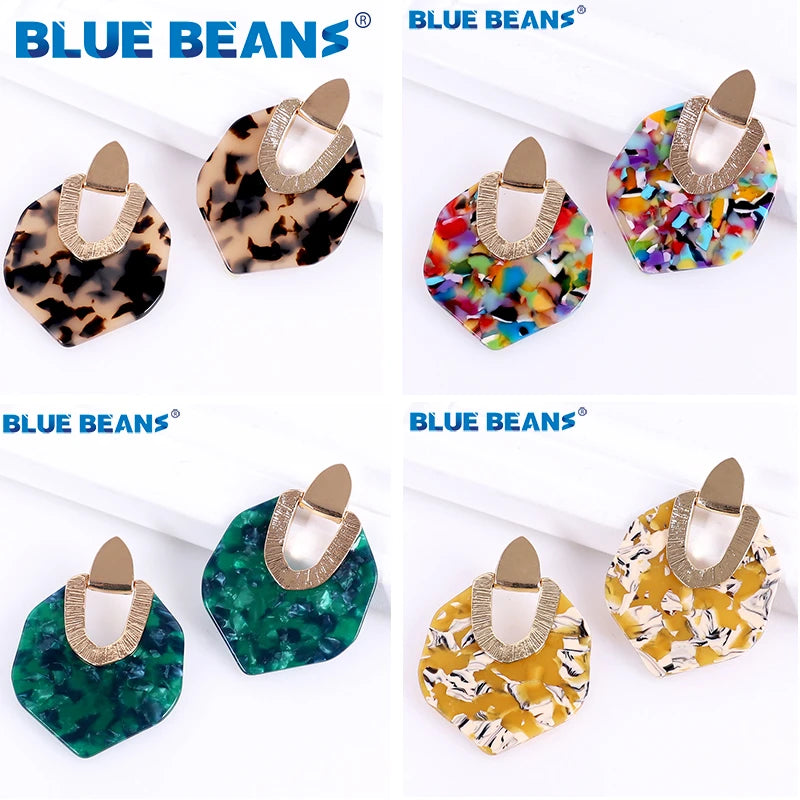 Earrings for Women 2019 New Bohemian Acrylic Colorful Resin Minimalist Earring Dangle Unique Design Statement  Wedding Jewelry