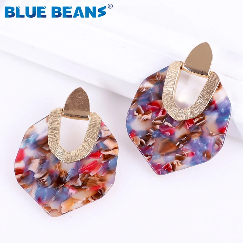Earrings for Women 2019 New Bohemian Acrylic Colorful Resin Minimalist Earring Dangle Unique Design Statement  Wedding Jewelry