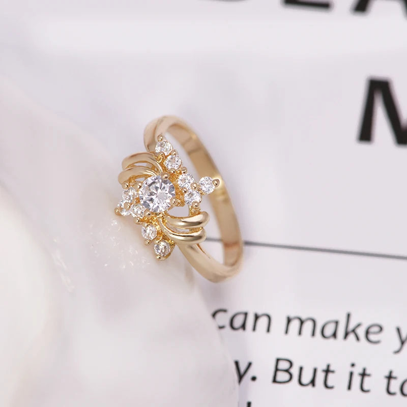 MxGxFam Fashion Gold Color Rings for Girls Women Daily Wear18kGoldPlated AAA+ Cubic Zircon