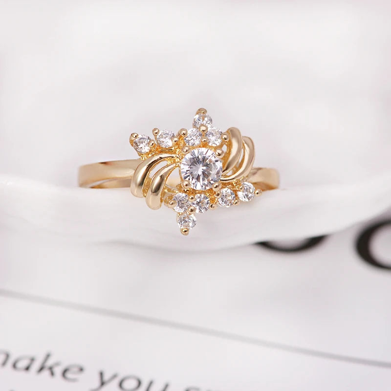 MxGxFam Fashion Gold Color Rings for Girls Women Daily Wear18kGoldPlated AAA+ Cubic Zircon