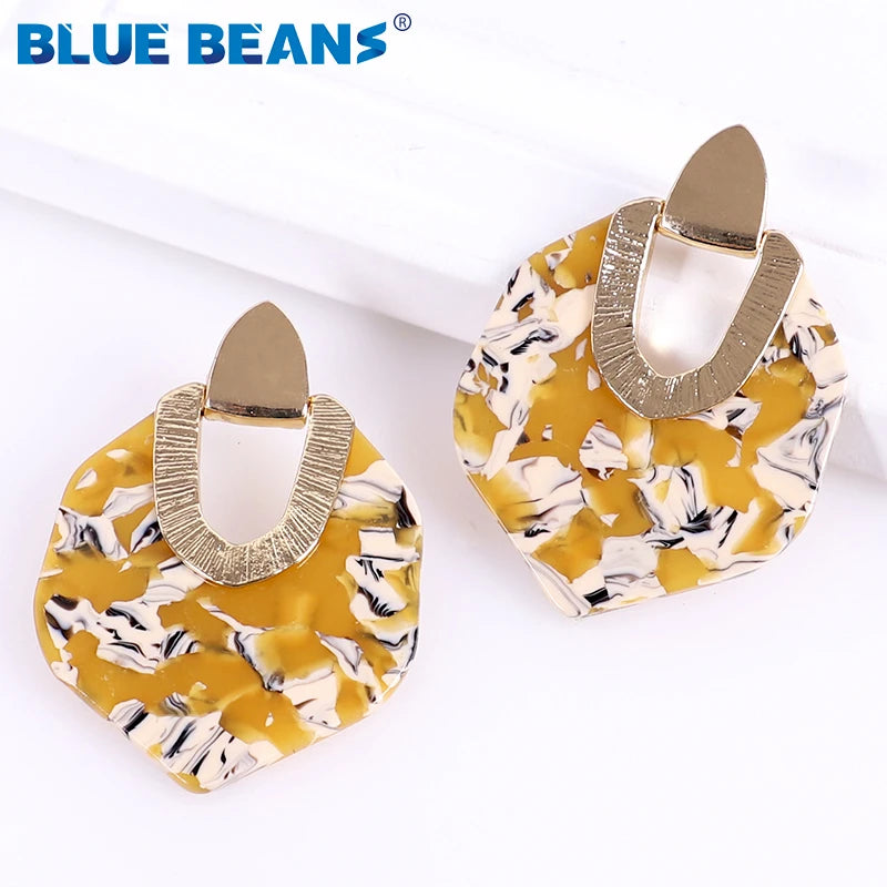 Earrings for Women 2019 New Bohemian Acrylic Colorful Resin Minimalist Earring Dangle Unique Design Statement  Wedding Jewelry