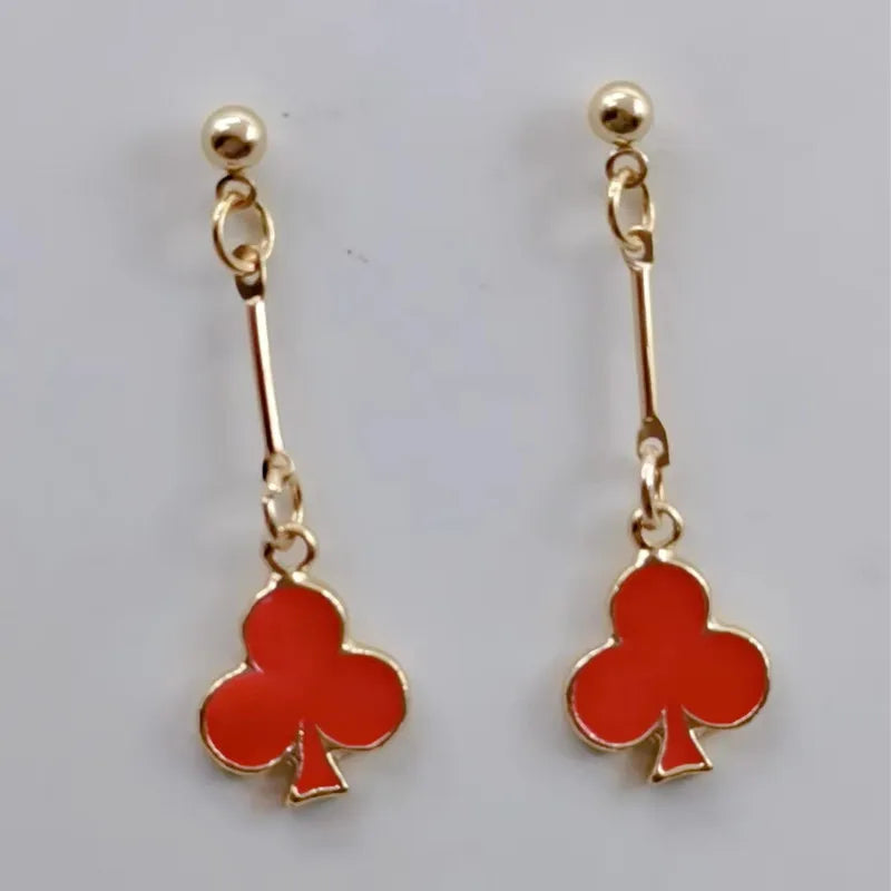 Enamel Poker Earrings Women's Chic Fashion Personality Jewelry Accessories
