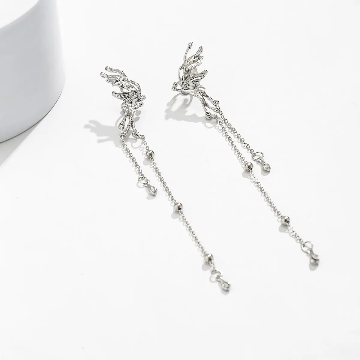 1Pair Elegant Elf Butterfly Long Tassel Clip Earrings for Women Wed Bridal Retro Kpop No Piercing Earbone Ear Cuff Jewelry Gift