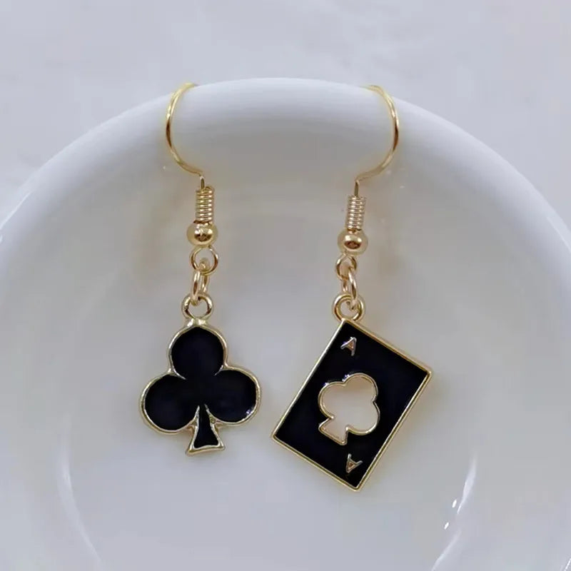 Enamel Poker Earrings Women's Chic Fashion Personality Jewelry Accessories