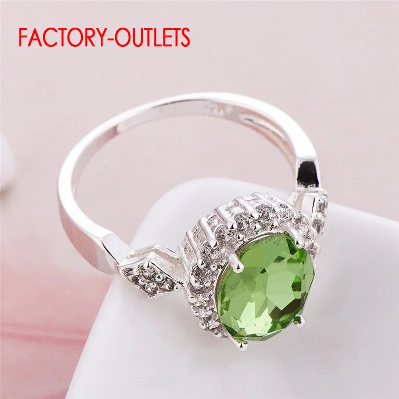 Drop Shipping Quite Beautiful Crystal Rings For Young Girls Genuine 925 Sterling Silver Rings With Bright Crystal For Women