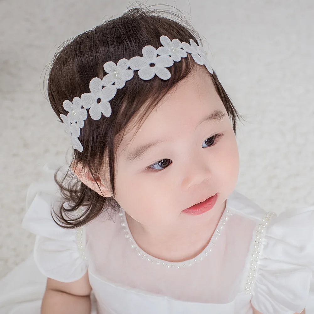 Princess Crown Flower Decor Elastic Hair Bands for Newborns Children Accessories Baby Girls Headbands Birthday Party Photo Props