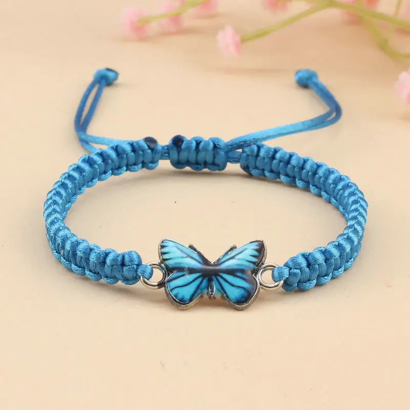Handmade Butterfly Bracelet for Women Girls Gift Rope Braided Adjustable Size Charm Bracelet Female Jewelry Pulsera Mujer