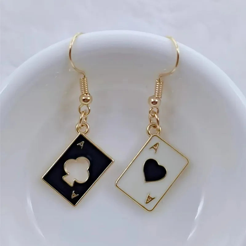Enamel Poker Earrings Women's Chic Fashion Personality Jewelry Accessories