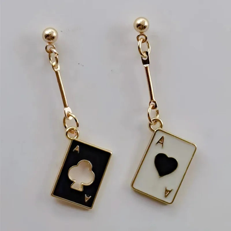 Enamel Poker Earrings Women's Chic Fashion Personality Jewelry Accessories