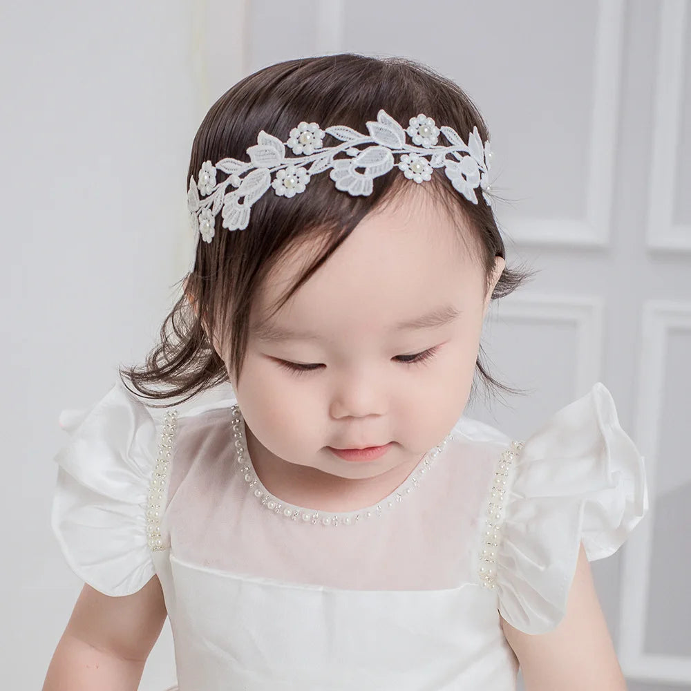 Princess Crown Flower Decor Elastic Hair Bands for Newborns Children Accessories Baby Girls Headbands Birthday Party Photo Props