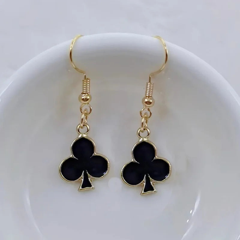 Enamel Poker Earrings Women's Chic Fashion Personality Jewelry Accessories
