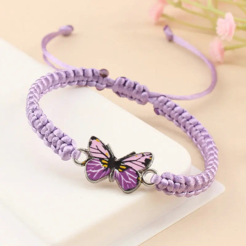 Handmade Butterfly Bracelet for Women Girls Gift Rope Braided Adjustable Size Charm Bracelet Female Jewelry Pulsera Mujer