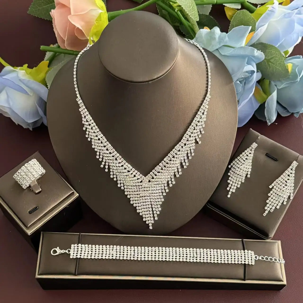 Brilliant Jewelry Five Piece Set - Eternal Jewelry Set for Engagement, Wedding, and Party