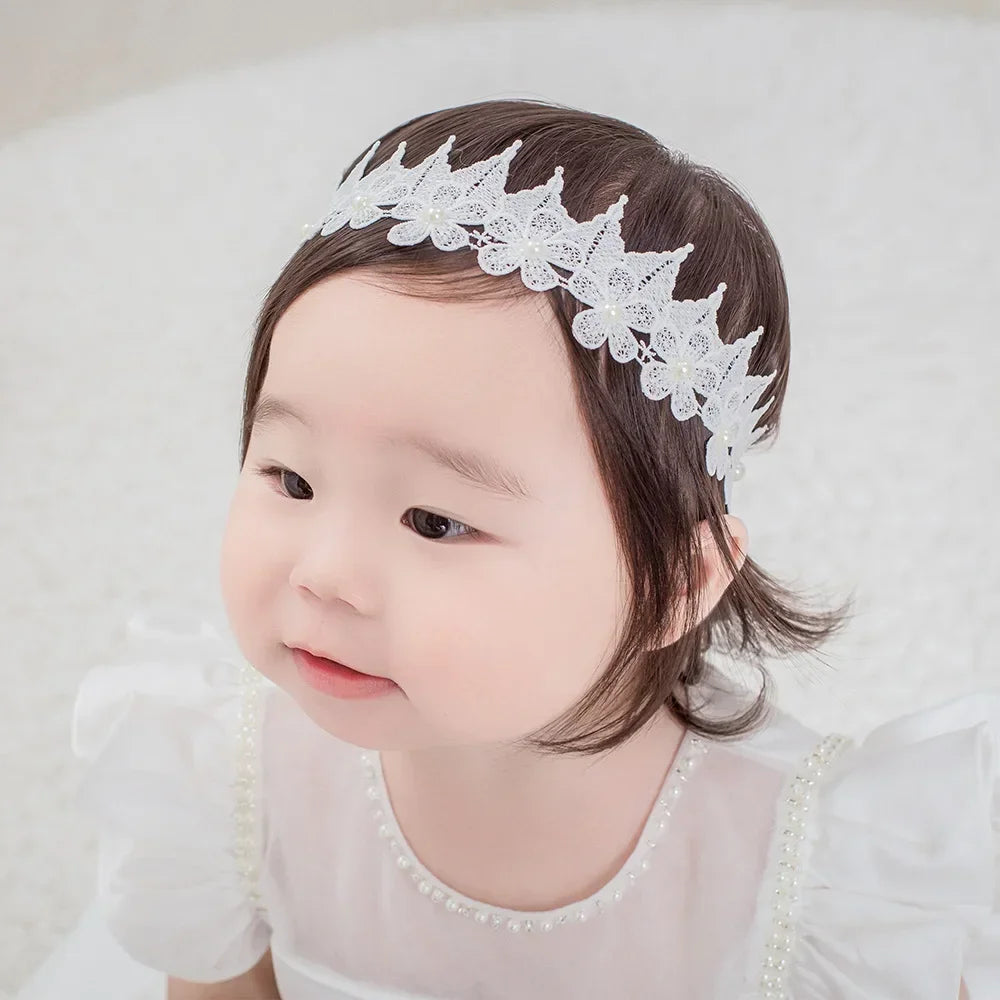 Princess Crown Flower Decor Elastic Hair Bands for Newborns Children Accessories Baby Girls Headbands Birthday Party Photo Props