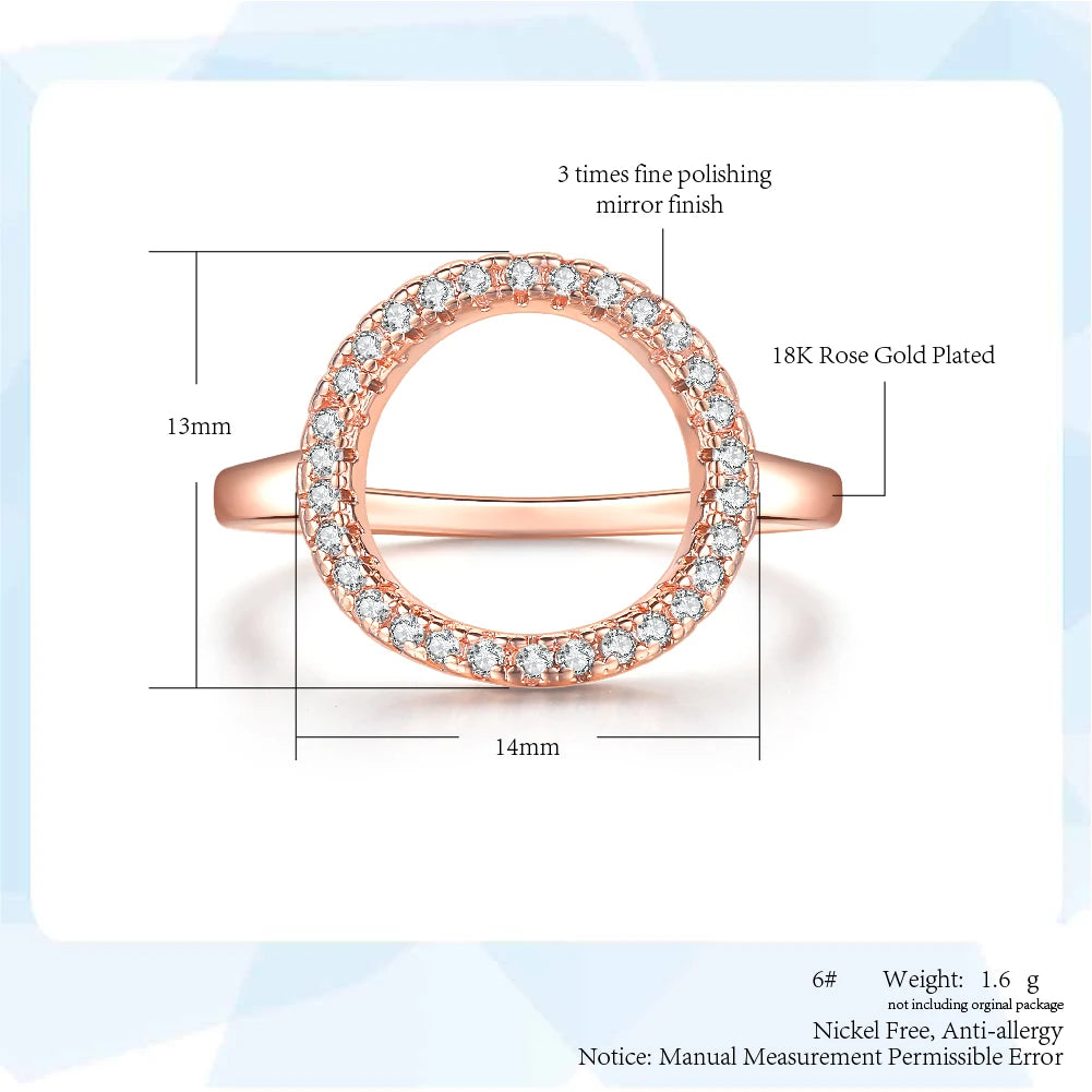 Rings For Women Summer Circle Personality Sweet Gift Rose White Gold Color All Size Fashion Jewelry R843 R844