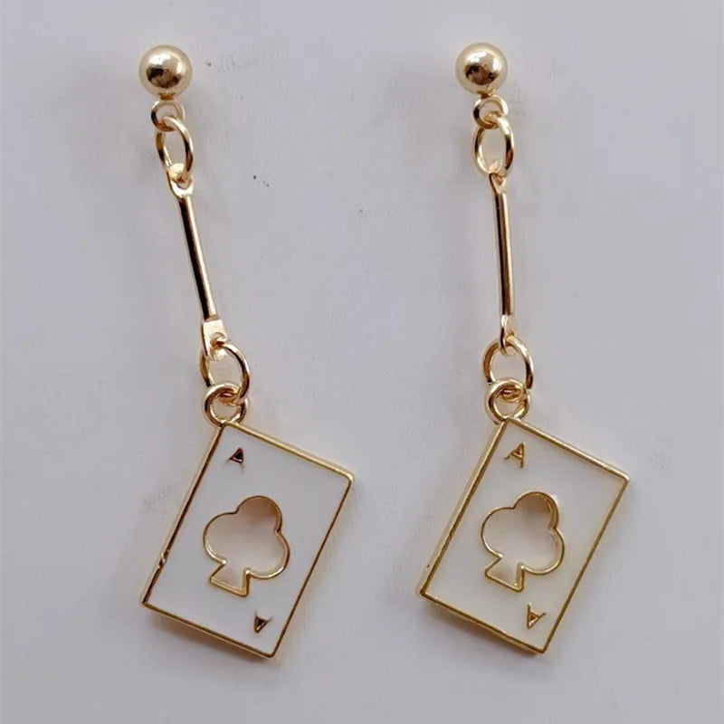 Enamel Poker Earrings Women's Chic Fashion Personality Jewelry Accessories