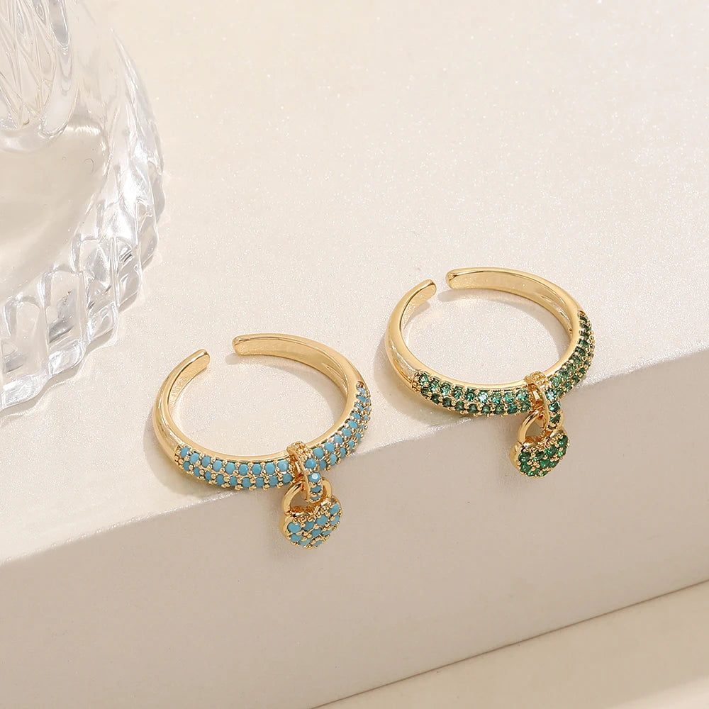 BenS 3 styles opening rings for women Brass cubic zirconia rectangle adjustable girls rings Fashion party Jewelry wholesale R11