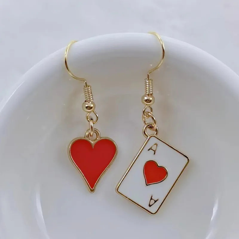 Enamel Poker Earrings Women's Chic Fashion Personality Jewelry Accessories