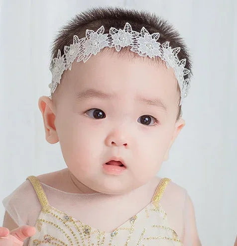 Princess Crown Flower Decor Elastic Hair Bands for Newborns Children Accessories Baby Girls Headbands Birthday Party Photo Props