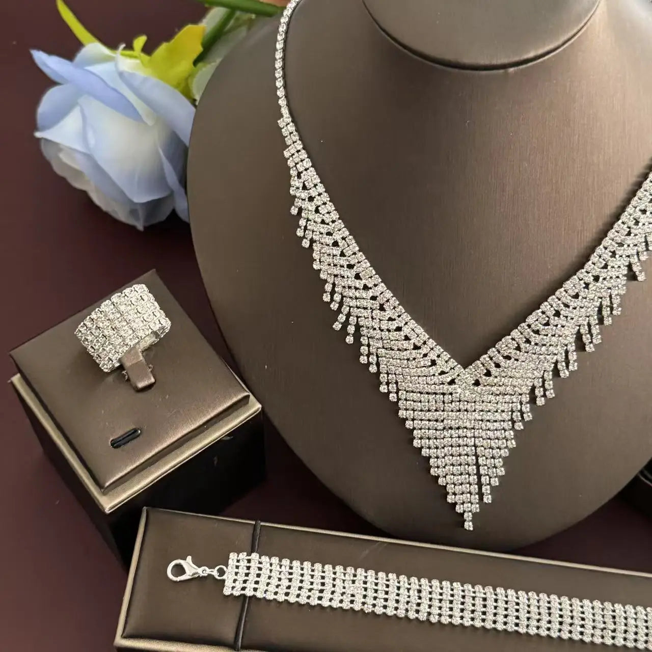 Brilliant Jewelry Five Piece Set - Eternal Jewelry Set for Engagement, Wedding, and Party