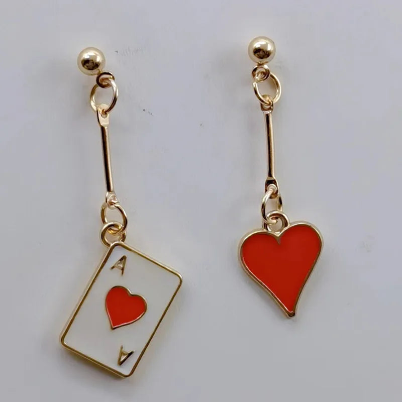 Enamel Poker Earrings Women's Chic Fashion Personality Jewelry Accessories