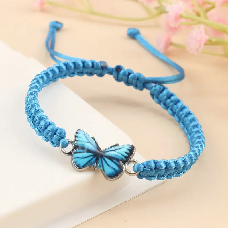 Handmade Butterfly Bracelet for Women Girls Gift Rope Braided Adjustable Size Charm Bracelet Female Jewelry Pulsera Mujer