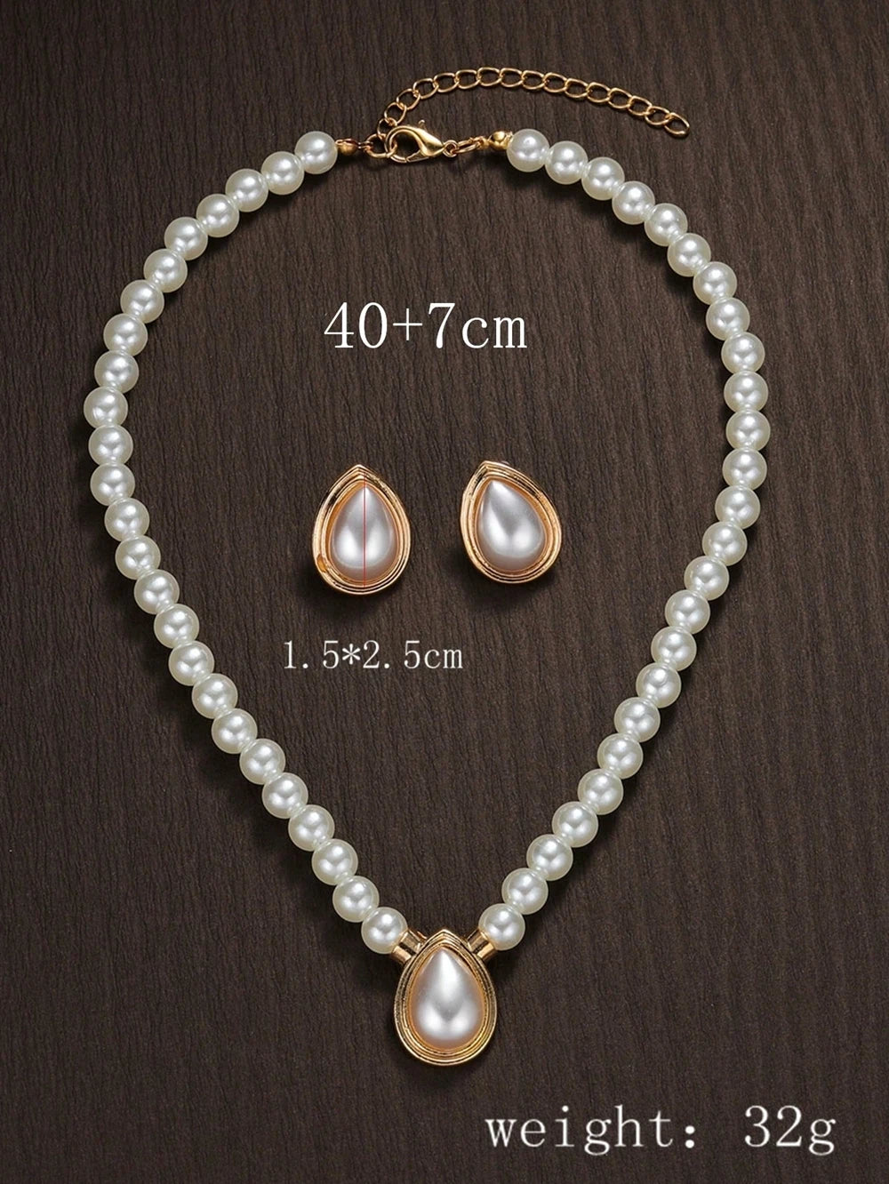 New Bride Wedding Jewelry Sets For Women Fashion Elegant Minimalist Imitation Pearl Water Drop Choker Neckchain And Earrings