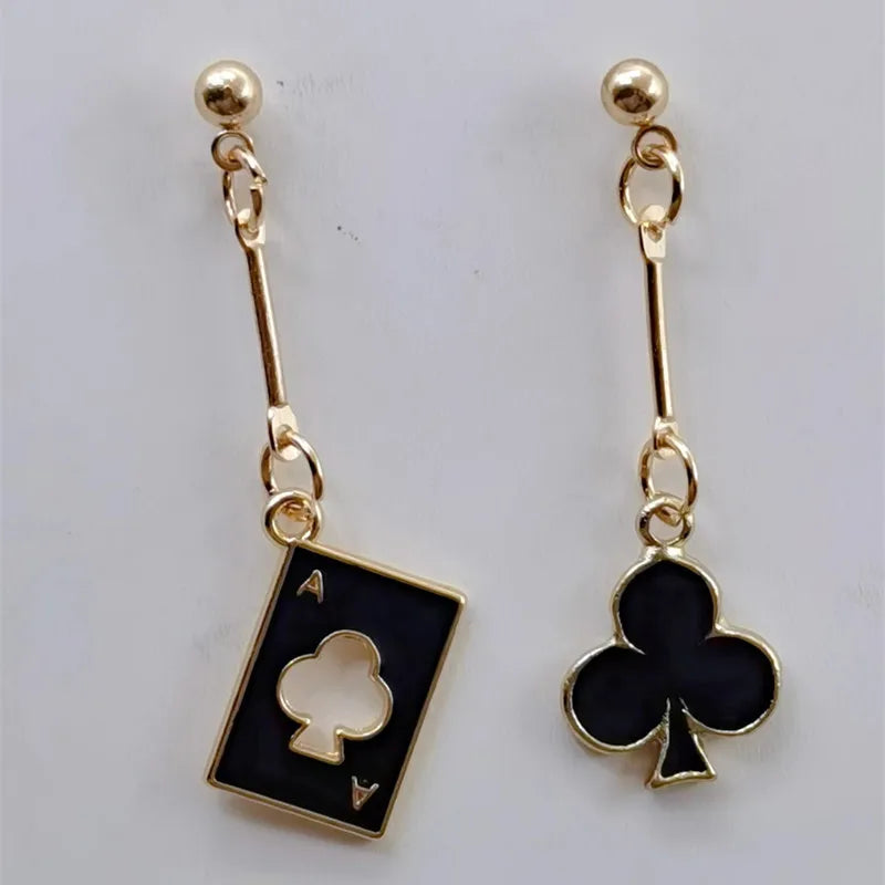 Enamel Poker Earrings Women's Chic Fashion Personality Jewelry Accessories