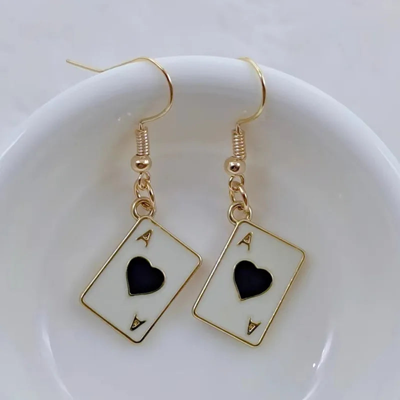 Enamel Poker Earrings Women's Chic Fashion Personality Jewelry Accessories