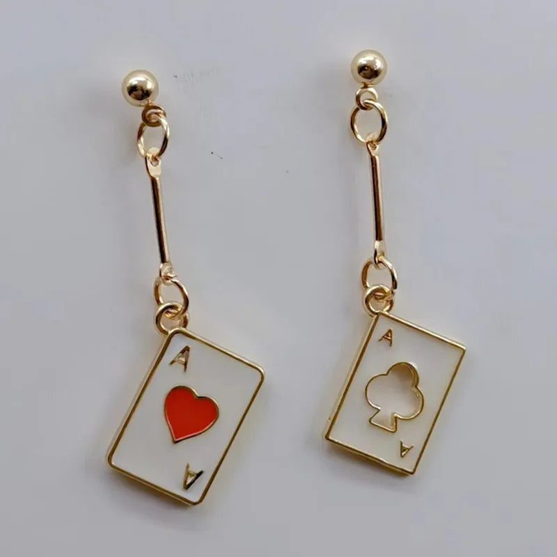 Enamel Poker Earrings Women's Chic Fashion Personality Jewelry Accessories