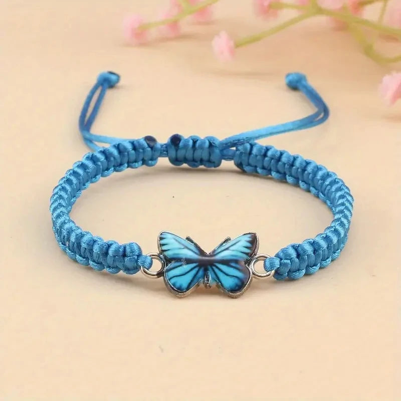 Handmade Butterfly Bracelet for Women Girls Gift Rope Braided Adjustable Size Charm Bracelet Female Jewelry Pulsera Mujer