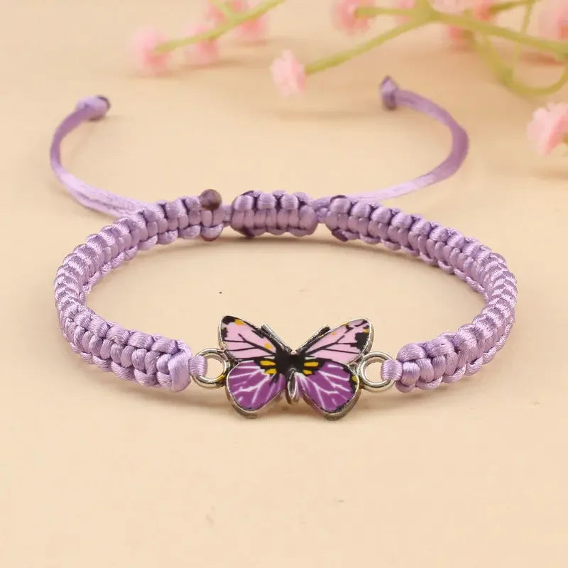Handmade Butterfly Bracelet for Women Girls Gift Rope Braided Adjustable Size Charm Bracelet Female Jewelry Pulsera Mujer