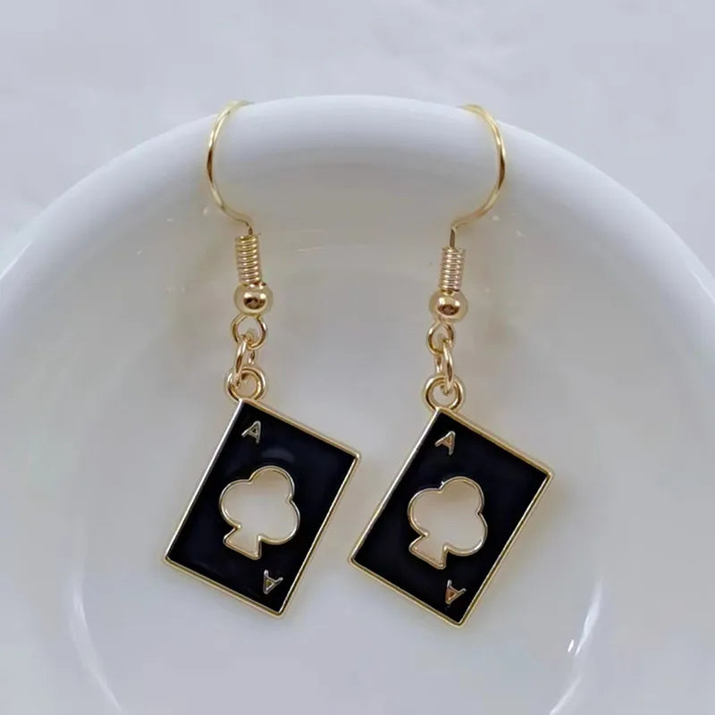 Enamel Poker Earrings Women's Chic Fashion Personality Jewelry Accessories