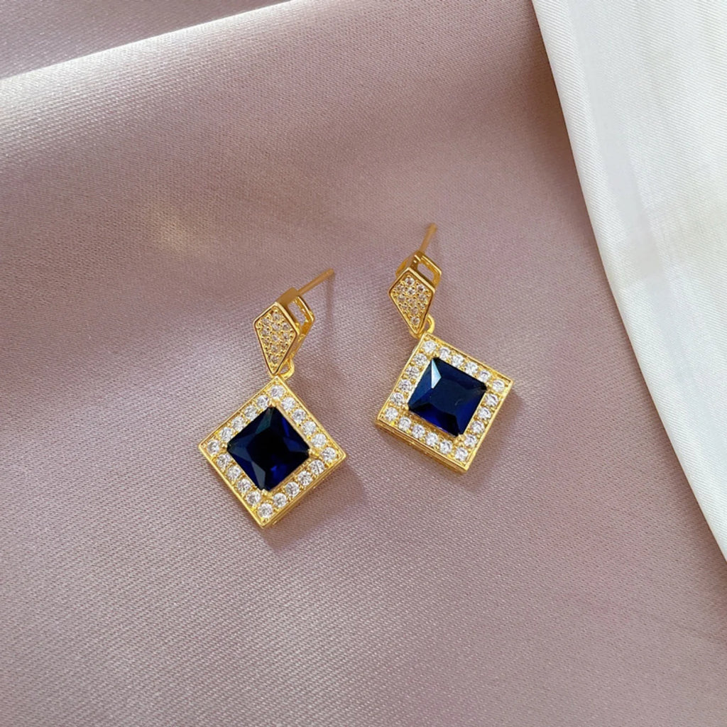 Exquisite Geometry Square Necklace Earrings Jewelry Set Charm Ladies Jewelry Fashion Bridal Accessory Set Romantic Gift