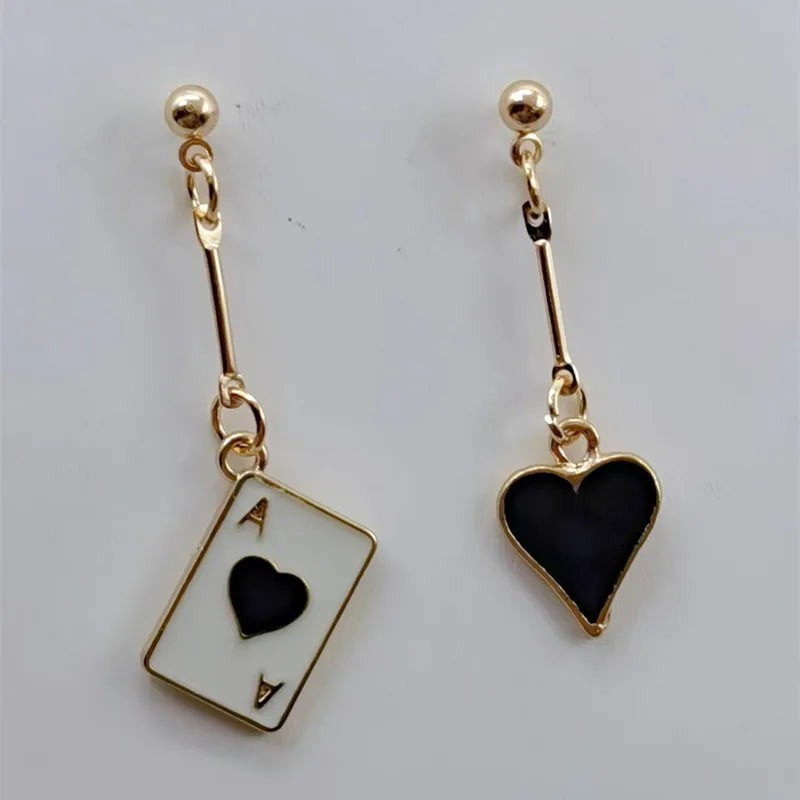 Enamel Poker Earrings Women's Chic Fashion Personality Jewelry Accessories