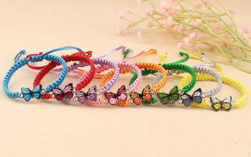 Handmade Butterfly Bracelet for Women Girls Gift Rope Braided Adjustable Size Charm Bracelet Female Jewelry Pulsera Mujer