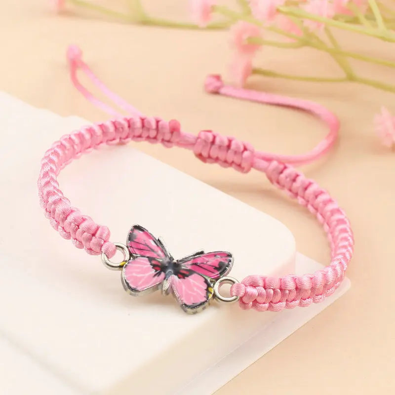 Handmade Butterfly Bracelet for Women Girls Gift Rope Braided Adjustable Size Charm Bracelet Female Jewelry Pulsera Mujer