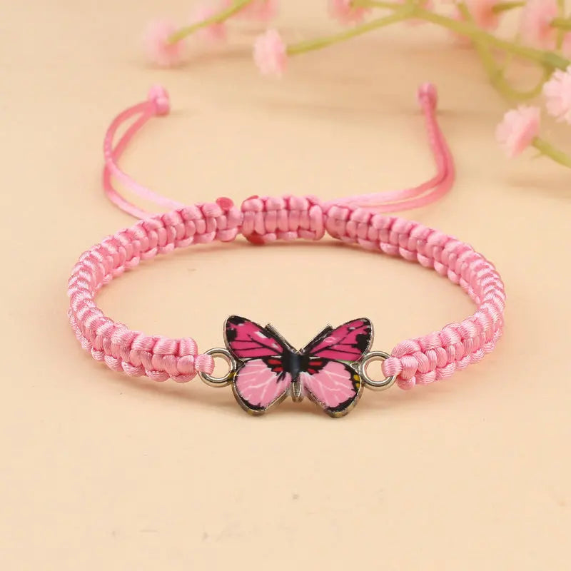 Handmade Butterfly Bracelet for Women Girls Gift Rope Braided Adjustable Size Charm Bracelet Female Jewelry Pulsera Mujer