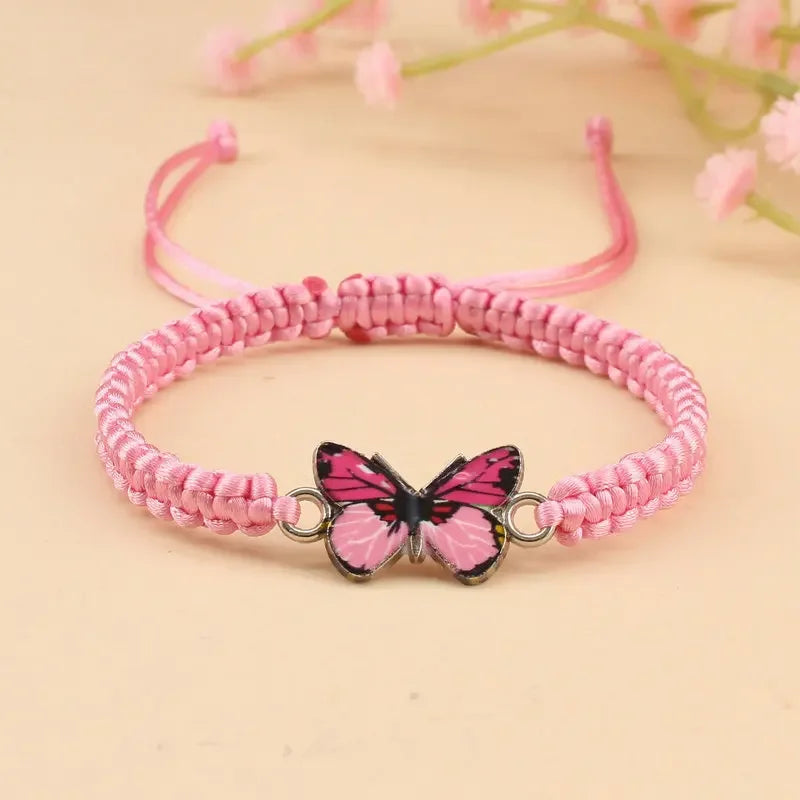 Handmade Butterfly Bracelet for Women Girls Gift Rope Braided Adjustable Size Charm Bracelet Female Jewelry Pulsera Mujer