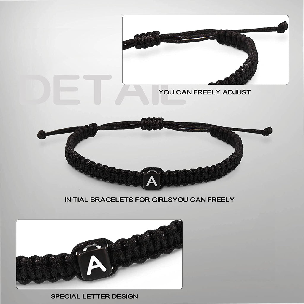 26 Letter Initial Bracelets for Women Teen Girls Woven Rope Braided Graduation Mother's Day Gifts for Her Adjustable A-Z Jewelry