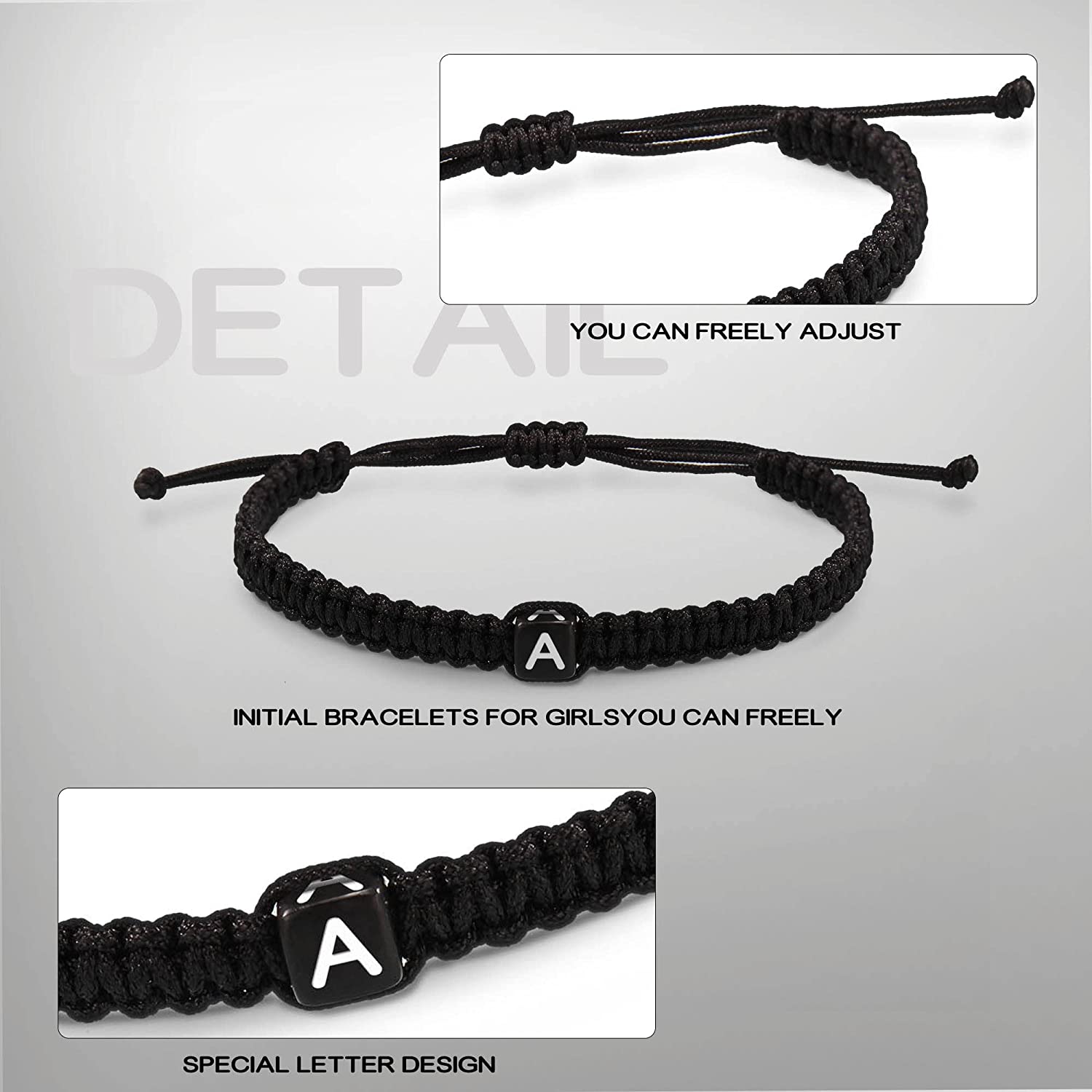 26 Letter Initial Bracelets for Women Teen Girls Woven Rope Braided Graduation Mother's Day Gifts for Her Adjustable A-Z Jewelry