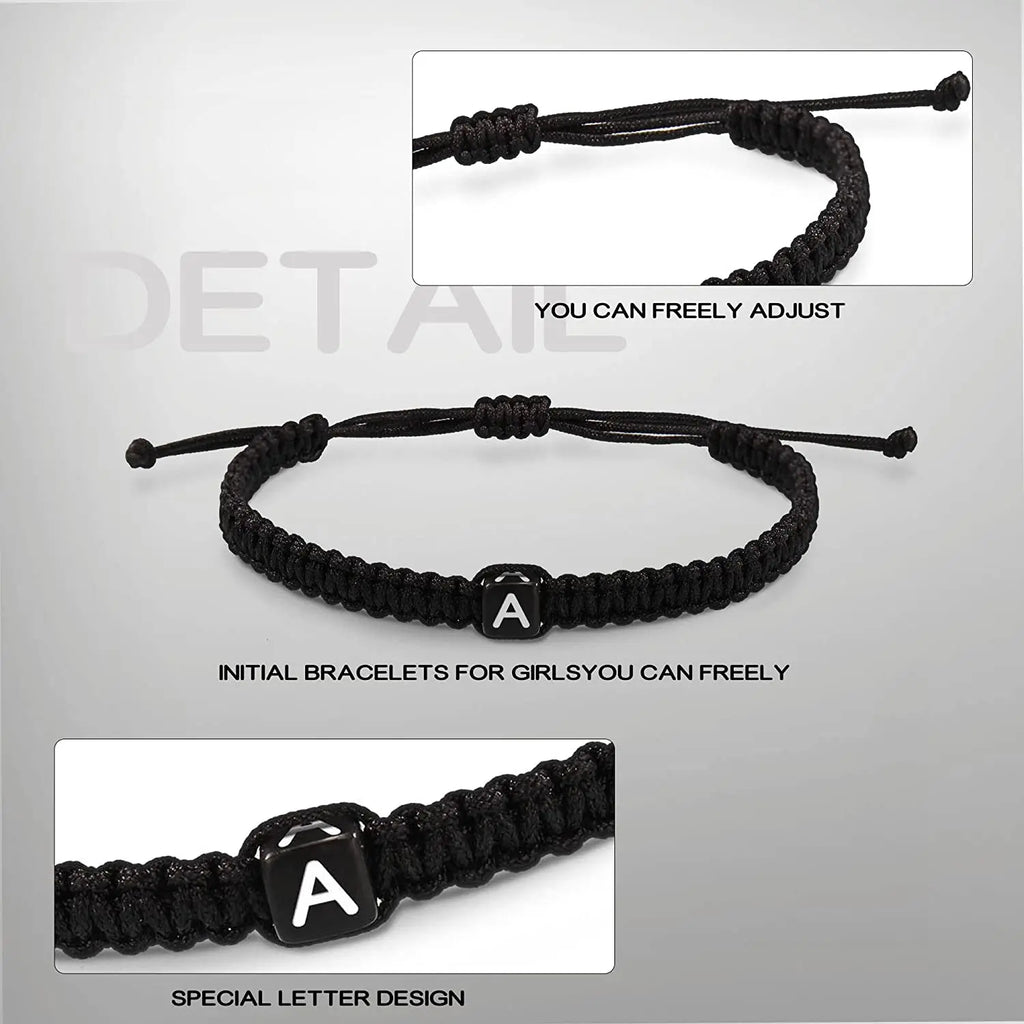 26 Letter Initial Bracelets for Women Teen Girls Woven Rope Braided Graduation Mother's Day Gifts for Her Adjustable A-Z Jewelry