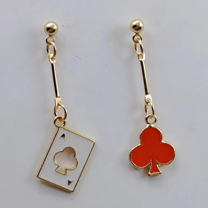 Enamel Poker Earrings Women's Chic Fashion Personality Jewelry Accessories