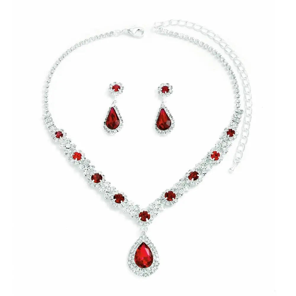 Fashionable Crystal Jewelry Necklace Earring Set Premium Water Drop Dangle Earrings Original Design Inlaid Zircon