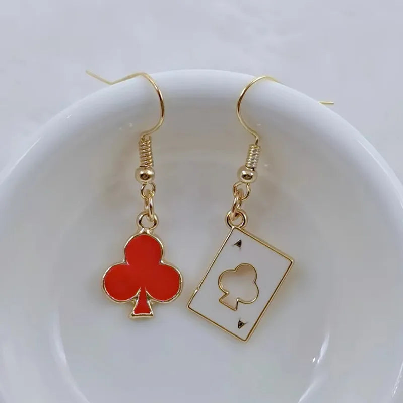 Enamel Poker Earrings Women's Chic Fashion Personality Jewelry Accessories
