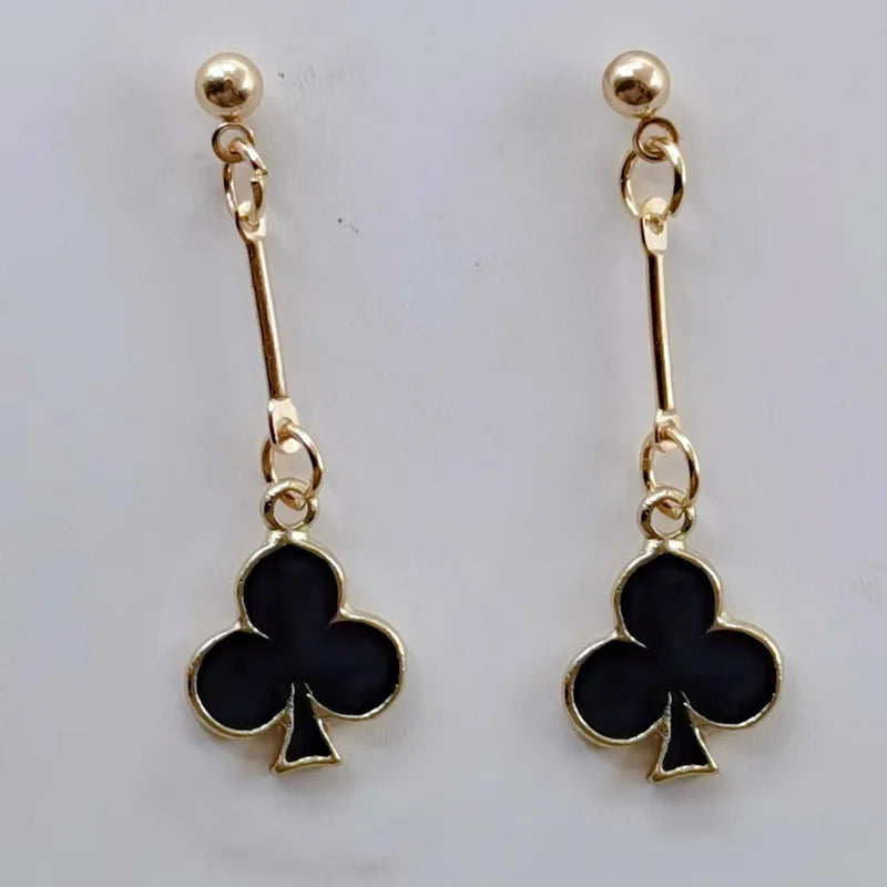 Enamel Poker Earrings Women's Chic Fashion Personality Jewelry Accessories
