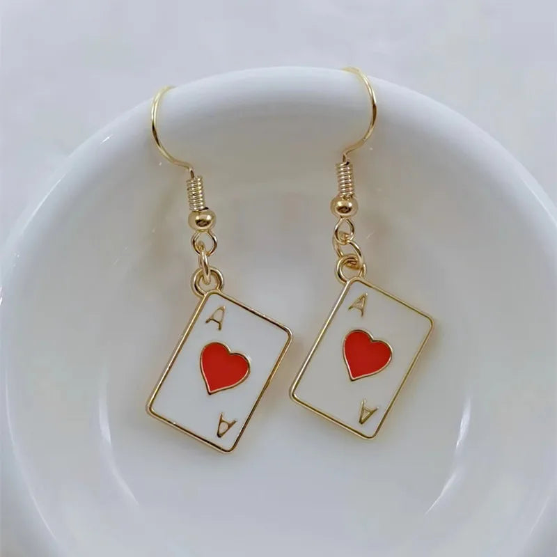 Enamel Poker Earrings Women's Chic Fashion Personality Jewelry Accessories
