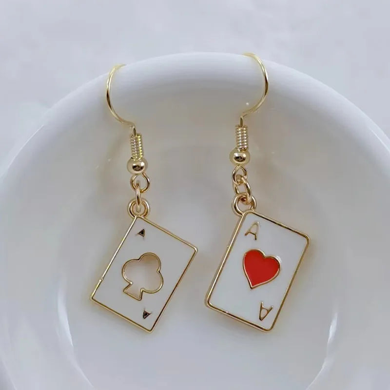 Enamel Poker Earrings Women's Chic Fashion Personality Jewelry Accessories
