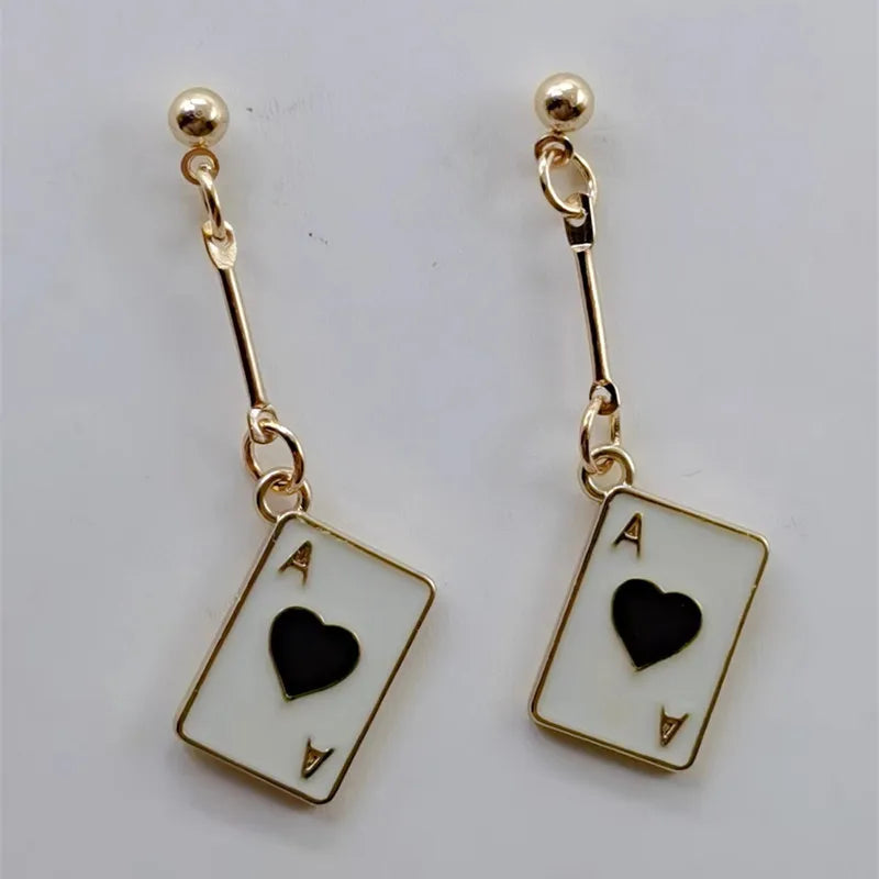 Enamel Poker Earrings Women's Chic Fashion Personality Jewelry Accessories